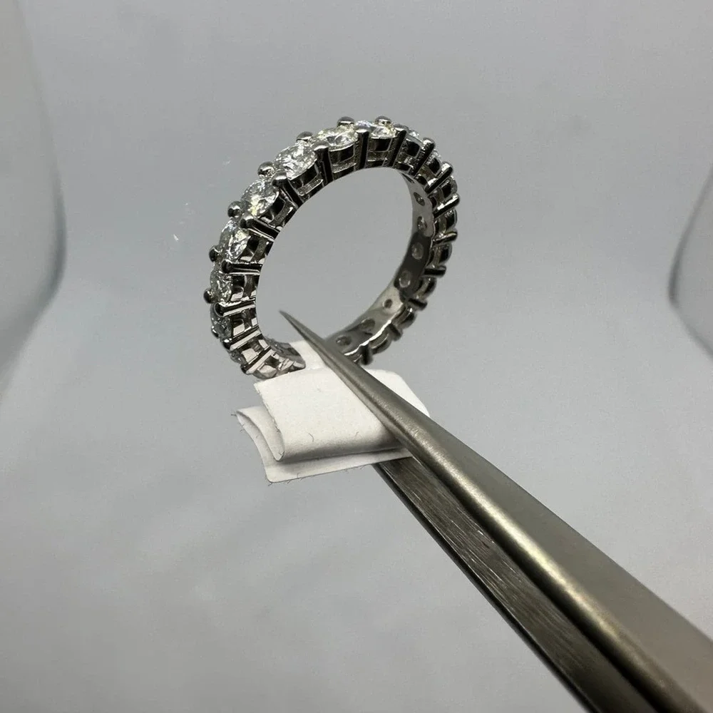 Moissanite Diamond Ring Eternity Wedding Band Anniversary Brilliant 2 Ct Size 7